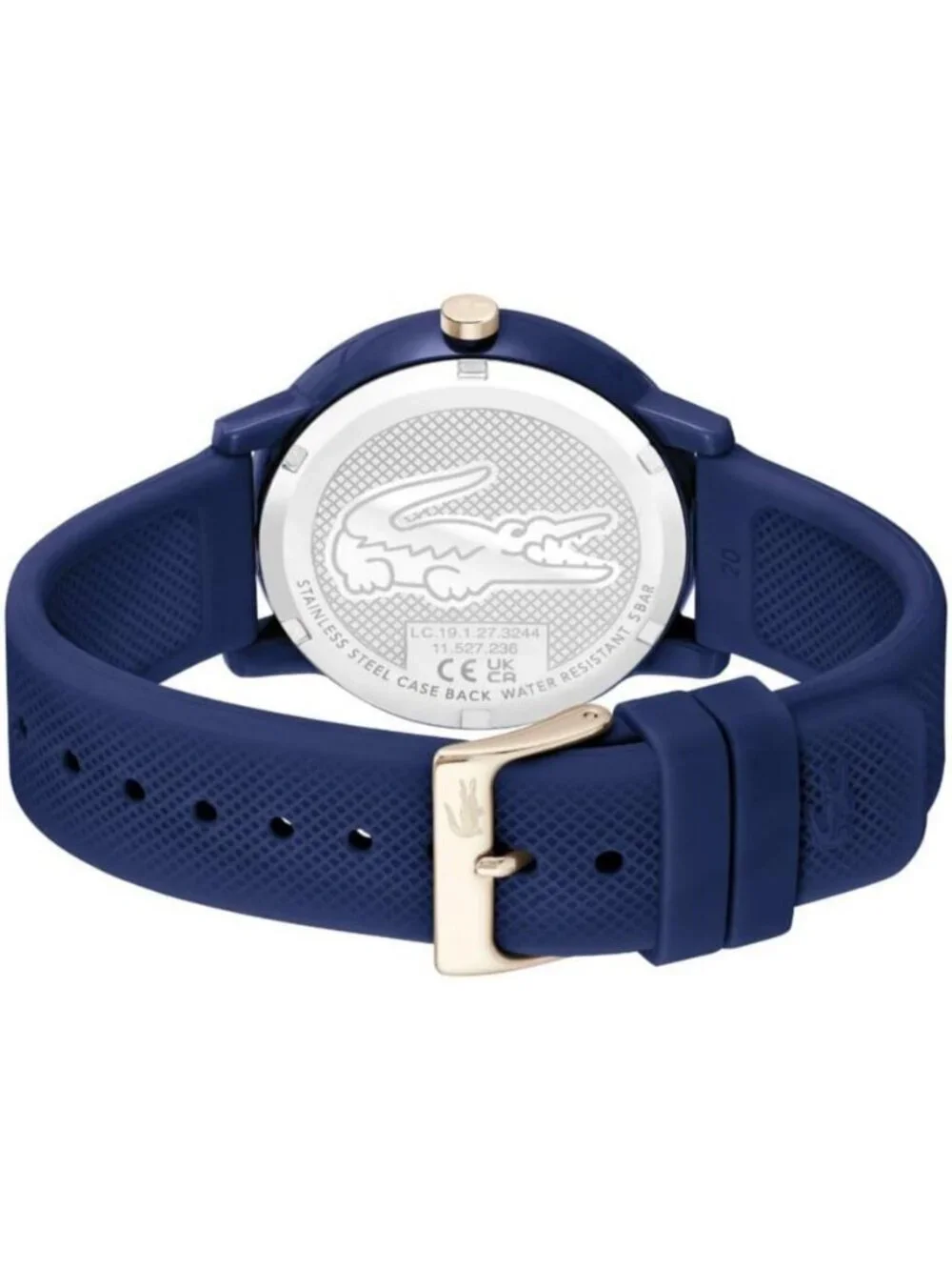 Mens Blue Silver Rubber Strap Analog Quartz TR90 Case Premium Sporty Round Watch
